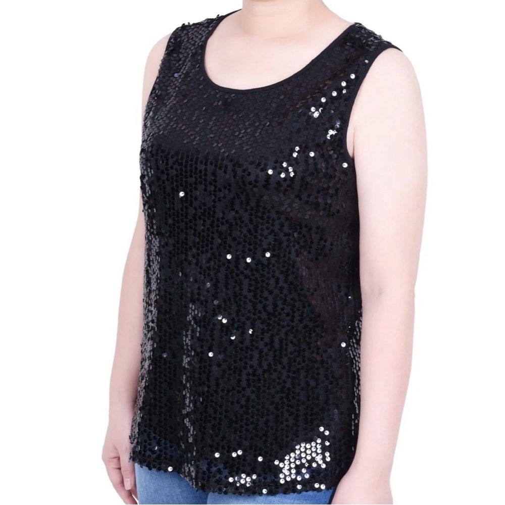 NWT black with black sequins sleeveless top